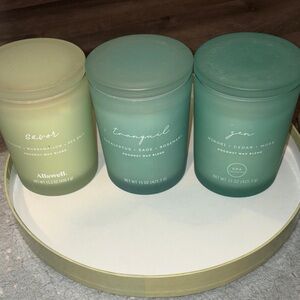Swell Savor, Tranquil, and Zen Candle Set - Cream and Green
